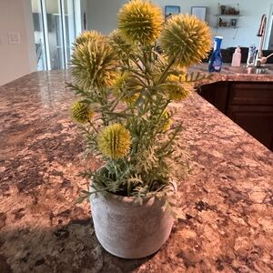 Yellow Faux Flower Arrangement in Gray Pot